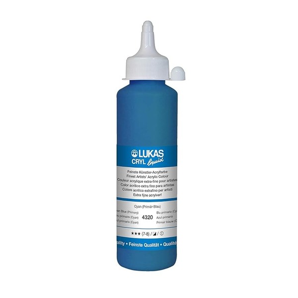 LUKAS CRYL LIQUID Acrylic Paint 250ml - Cyan Blue (Primary)