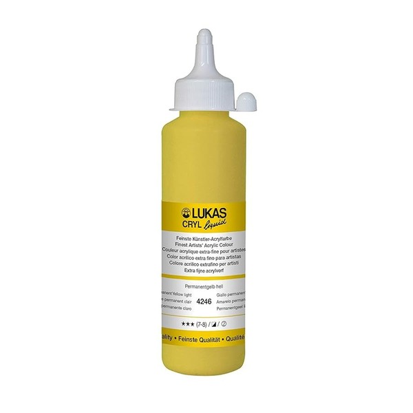 LUKAS CRYL LIQUID Acrylic Paint 250ml - Permanent Yellow Light