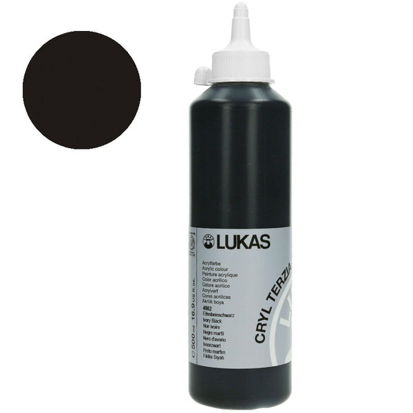 LUKAS CRYL TERZIA Acrylic Paint 500ml - Ivory Black