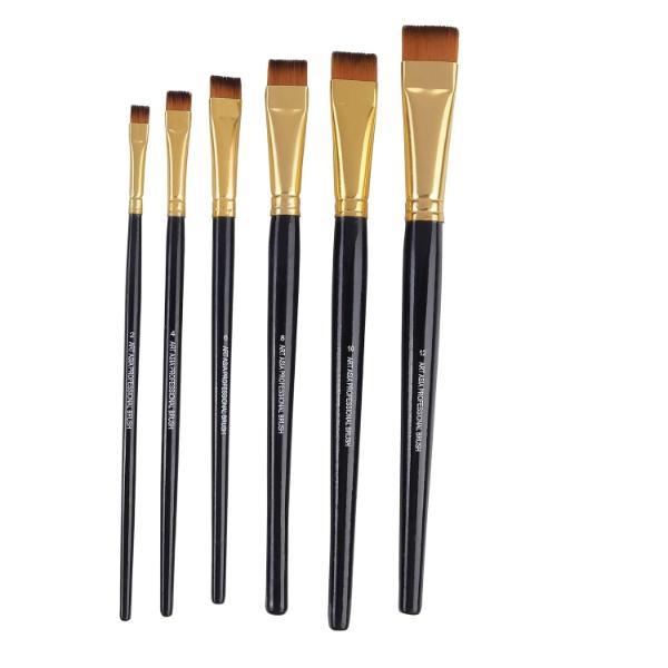 Art Asia Short Hair Flat Synthetic Painting Brush Set - 6 Pieces