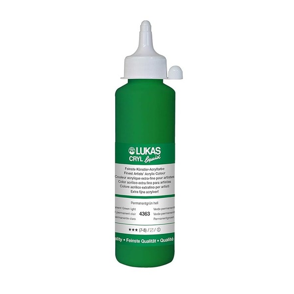 LUKAS CRYL LIQUID Acrylic Paint 250ml - Permanent Green Light