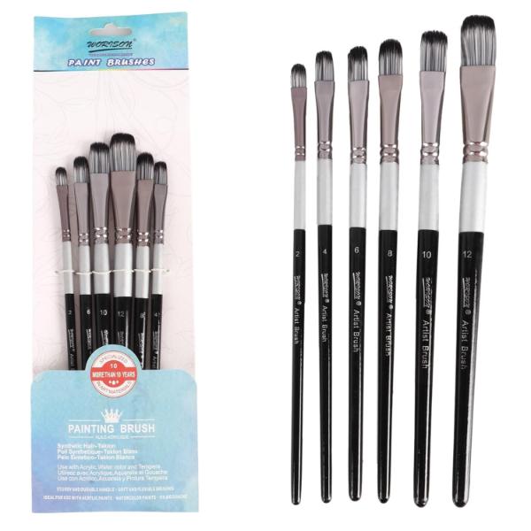 Worison Filbert Paint Brush Set - Synthetic Bristle, 6 Pieces