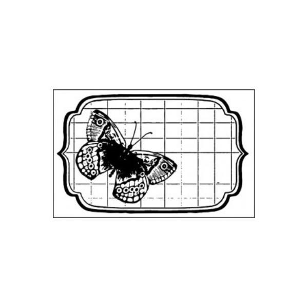 WTKCC05 HD Natural Rubber Stamp 7x11cm - Label with Butterfly