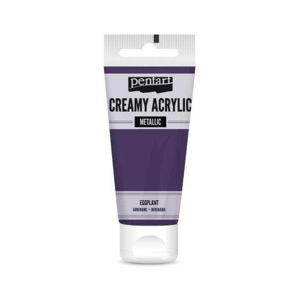Pentart Creamy Acrylic Paint Metallic Eggplant - 60ml