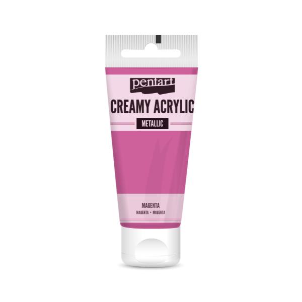 Pentart Creamy Acrylic Paint Metallic Magenta - 60ml