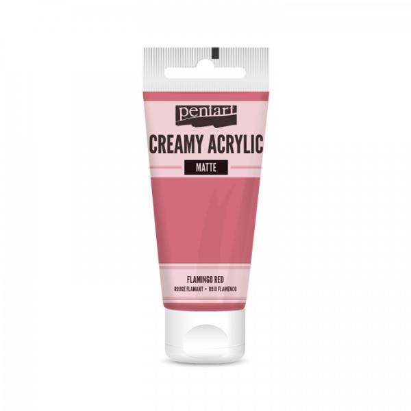 Pentart Creamy Acrylic Paint Matte Flamingo Red - 60ml