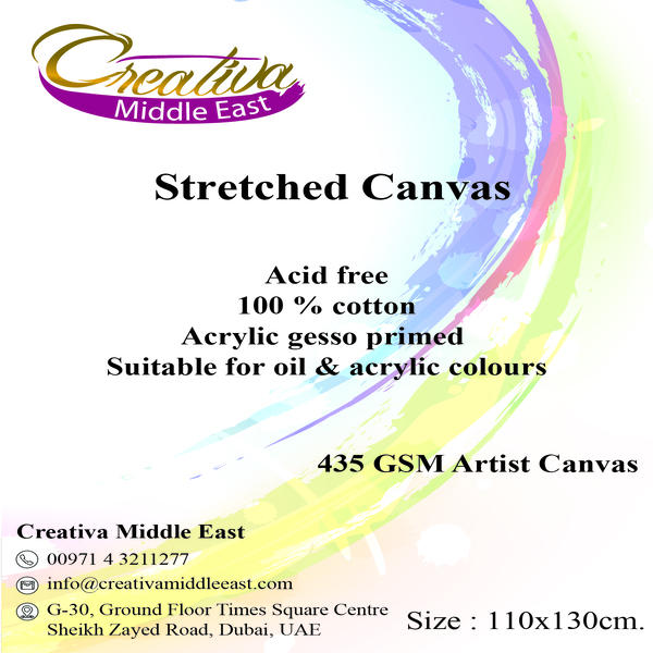 CREATIVA STRETCHED CANVAS 110x130CM 435GSM 10oz 35X40mm