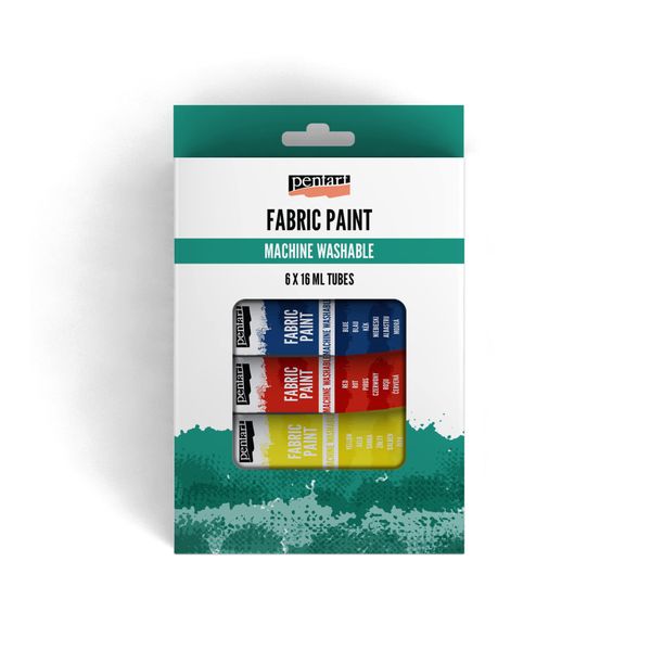 Fabric Paint Machine Washable 6 Colours x 16ml