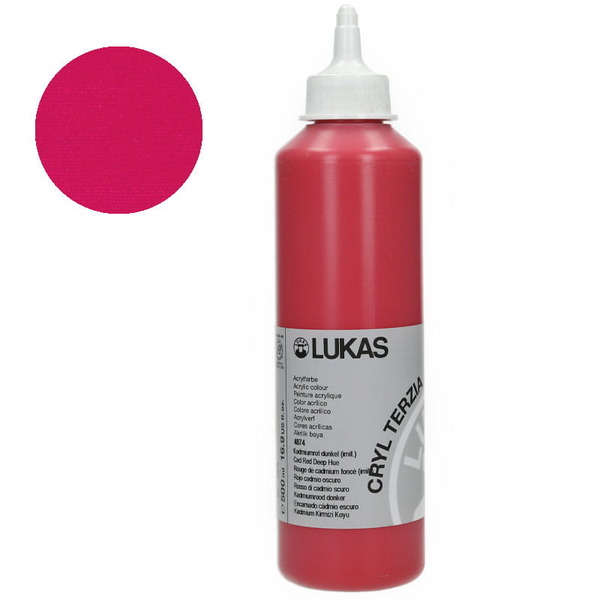 LUKAS CRYL TERZIA Acrylic Paint 500ml - Cadmium Red Deep Hue