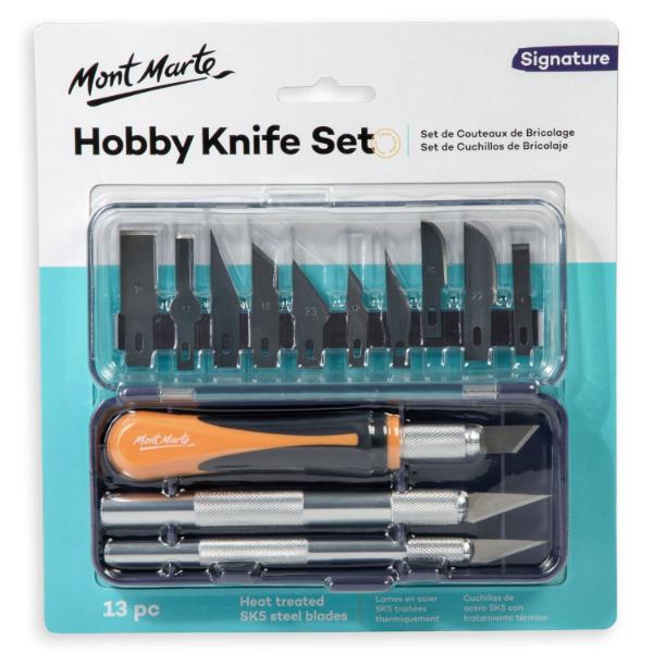 Mont Marte Hobby Knife Set Steel Blades 13pc