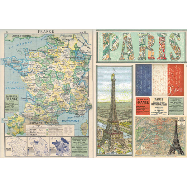 TRAVEL FRANCE MAP  RICE PAPER