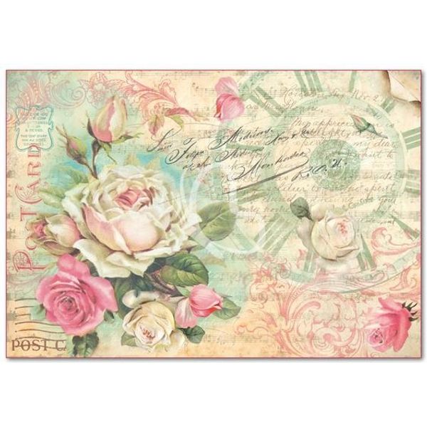 DFS309 POSTCARDS WITH ROSE AND WORDS