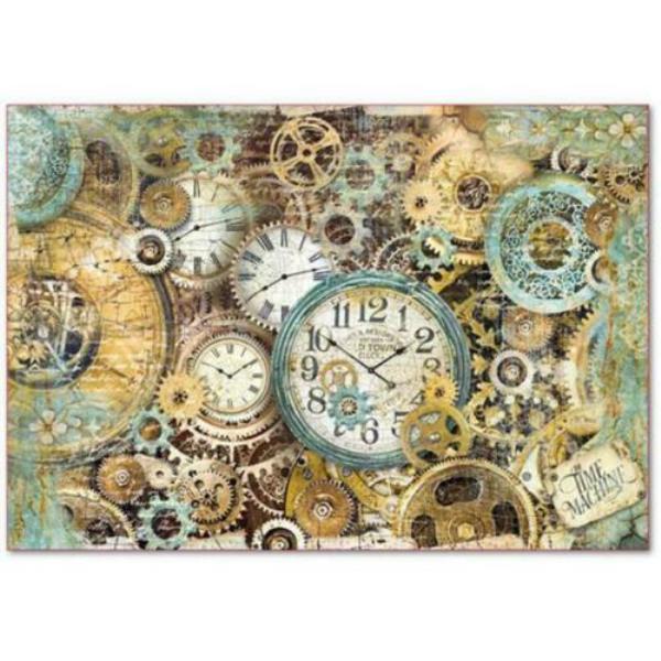 Gearwheels and clocks Rice Paper 48x33