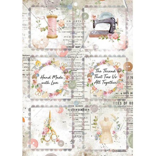 DFSA4568 A4 RICE PAPER ROMANTIC THREADS CARDS
