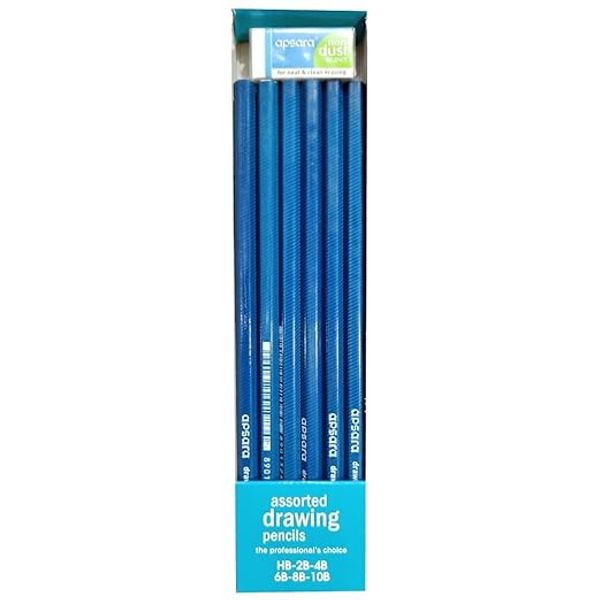 Apsara Assorted Drawing Pencils 6 Shades HB 2B 4B 6B 8B 10B