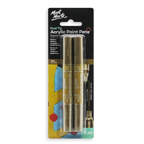 Mont Marte Acrylic Paint Pens Dual Tip Gold2pc