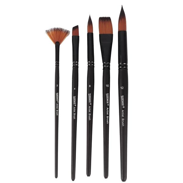 Worison Black Handle Synthetic Mix Paint Brush Set of 5