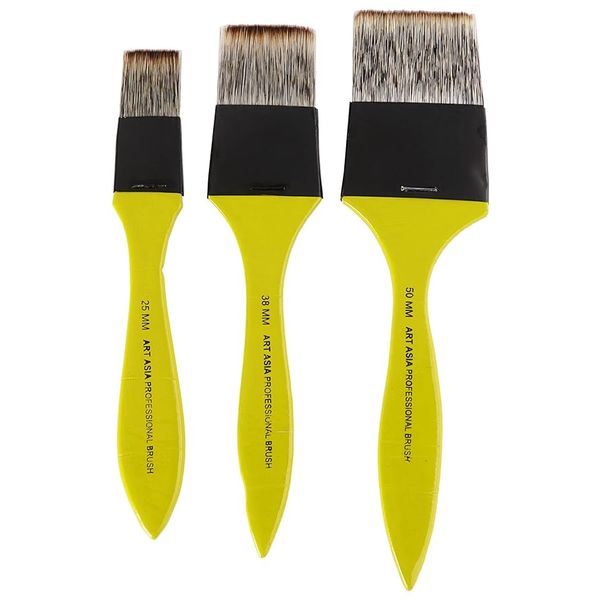 Art Asia Synthetic Triple Hair Flat Paintbrush - Set of 3
