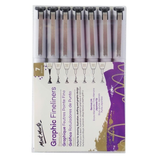 Mont Marte Fineliner Marker Pen Set - Graphic Fineliners 5pc