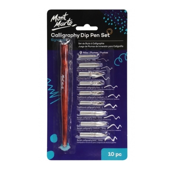 Mont Marte Calligraphy Set - Dip Pen 9 Nibs