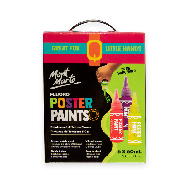 Mont Marte Kids Fluoro Poster Paint Set 6pc x 60ml