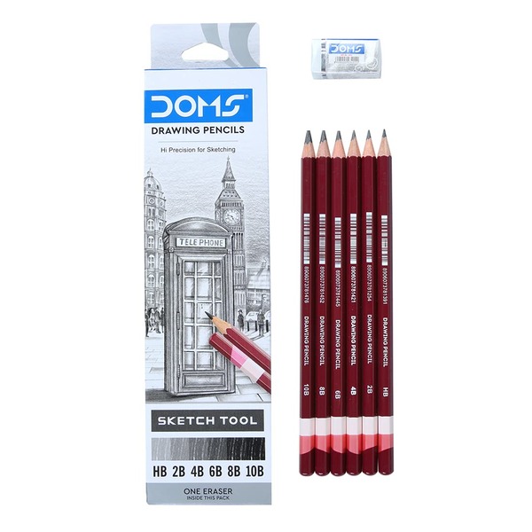 DOMS Drawing & Sketching Graphite Pencil Set (Pack of 6 x 5 Set)