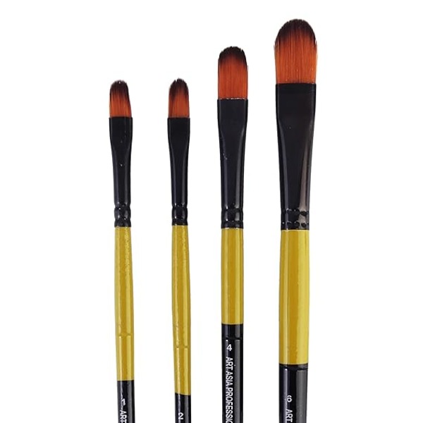 Art Asia Filbert Brushes in Synthetic Bristle set 4