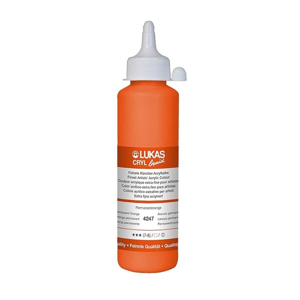 LUKAS CRYL LIQUID 250ML PERMANENT ORANGE