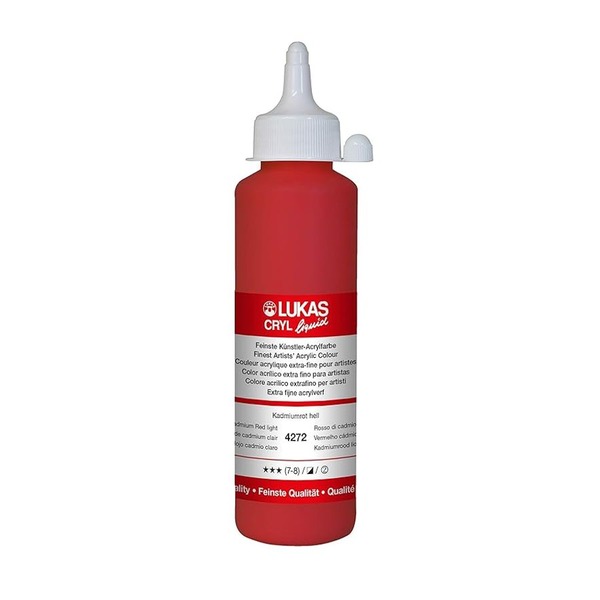 LUKAS CRYL LIQUID 250ML CADMIUM RED LIGHT