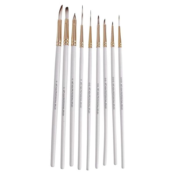 Art Asia Fine 9pc Detailer Miniature Mix Synthetic Paint Brush Set