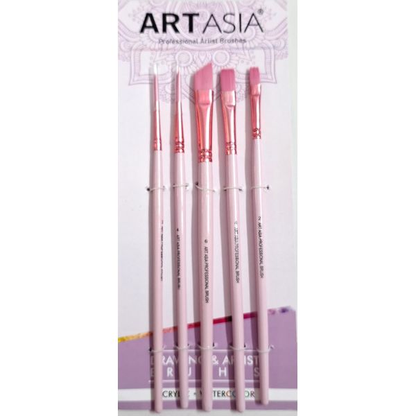 Art Asia 5pc Mix Pink Synthetic Hair Paint Brush Set of 5