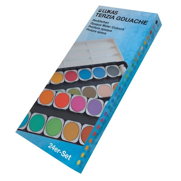 Lukas Terzia Gouache Opaque Watercolour 24 Colours + 1 Tube White