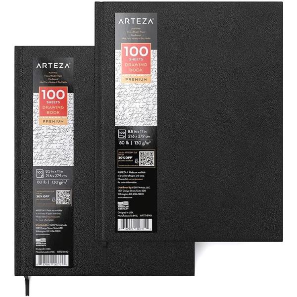Sketchbook, Hardbound, 8.5" x 11", 100 Sheets - Pack of 2