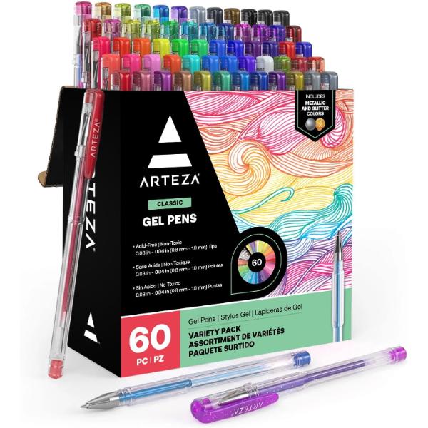 Gel Ink Pens, Assorted Colors - Set of 60