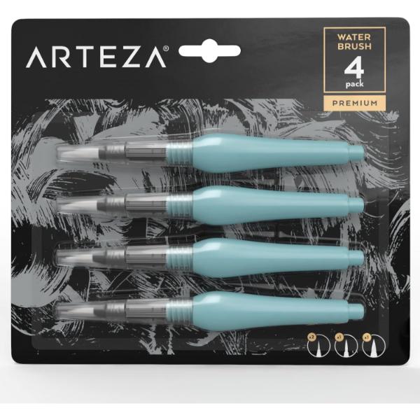 Water Brush Pens, Assorted Tips - Set of 4