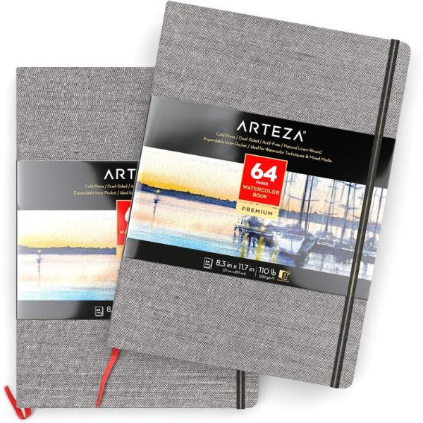 Watercolor Book, Gray, 8.3 X 11.7 Inch, 2 Pack