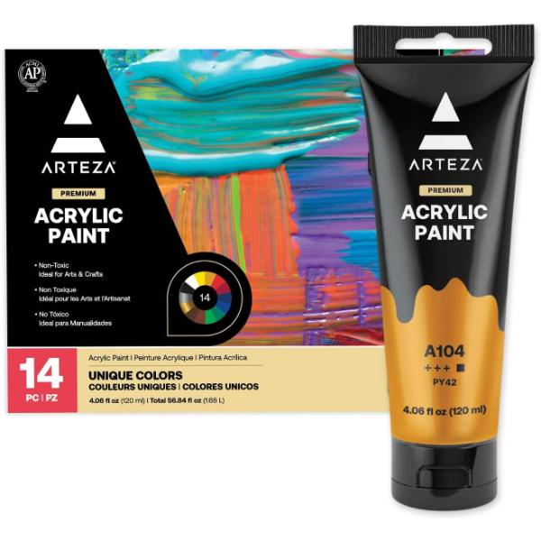 Acrylic Paint, 4oz Tubes - Set of 14