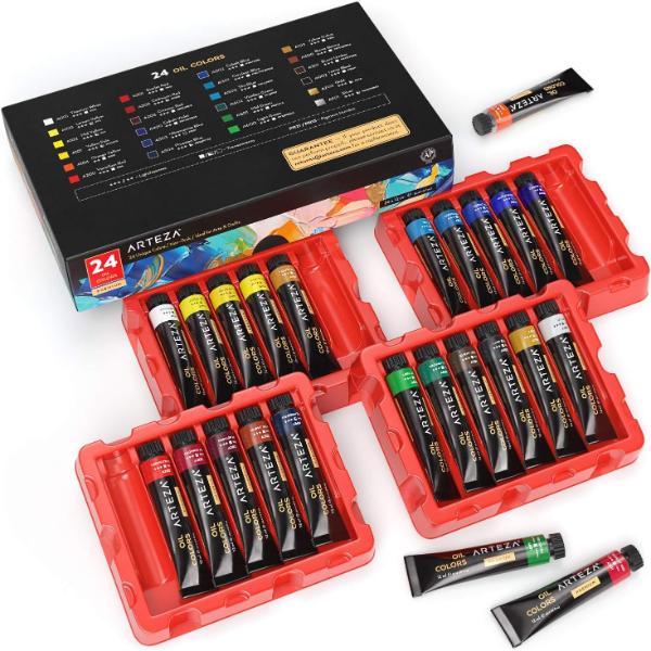 Oil Premium Artist Paint, 12ml Tubes - Set of 24