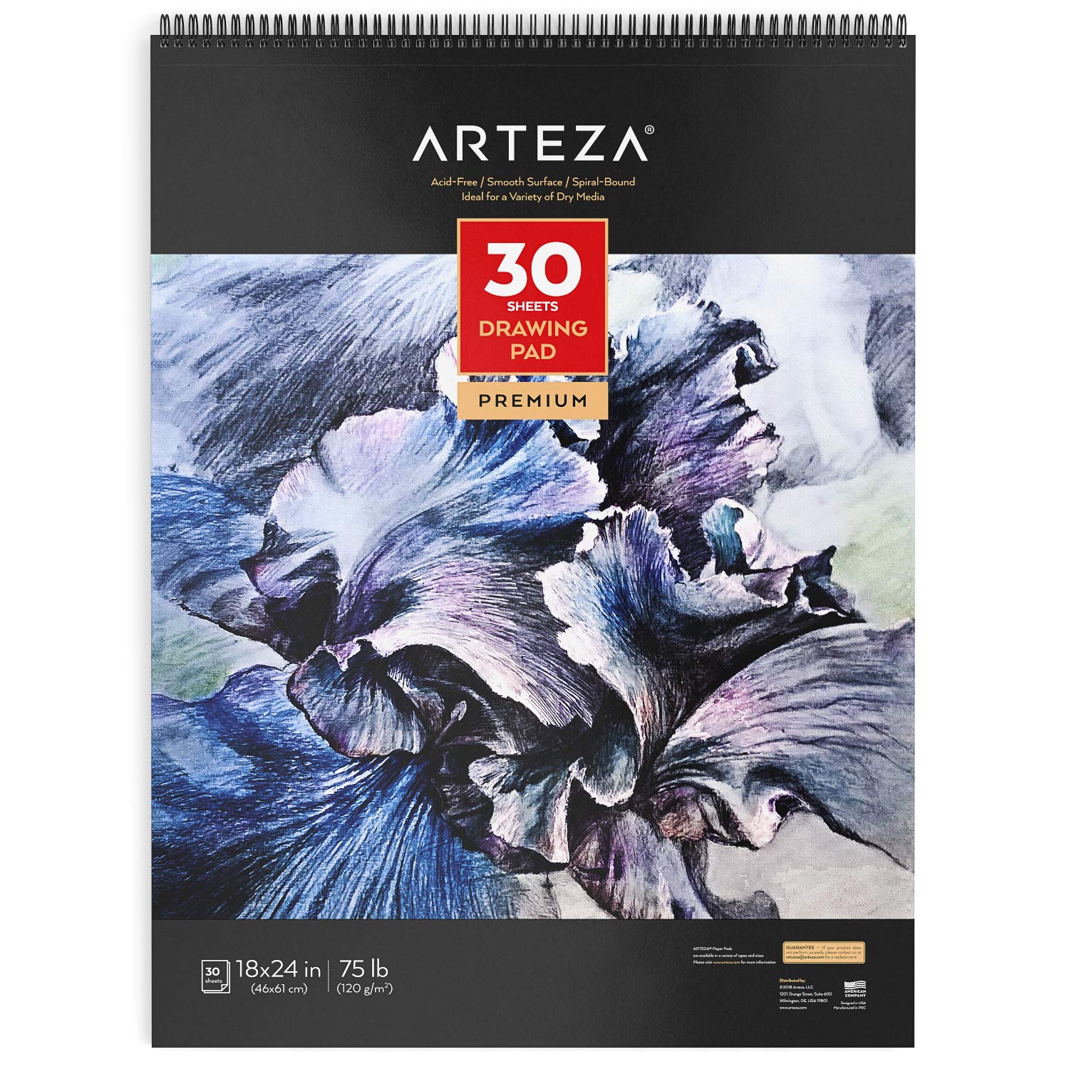 Spiral Drawing pad, 18 x 24 inch, 30 sheets, 1 pack