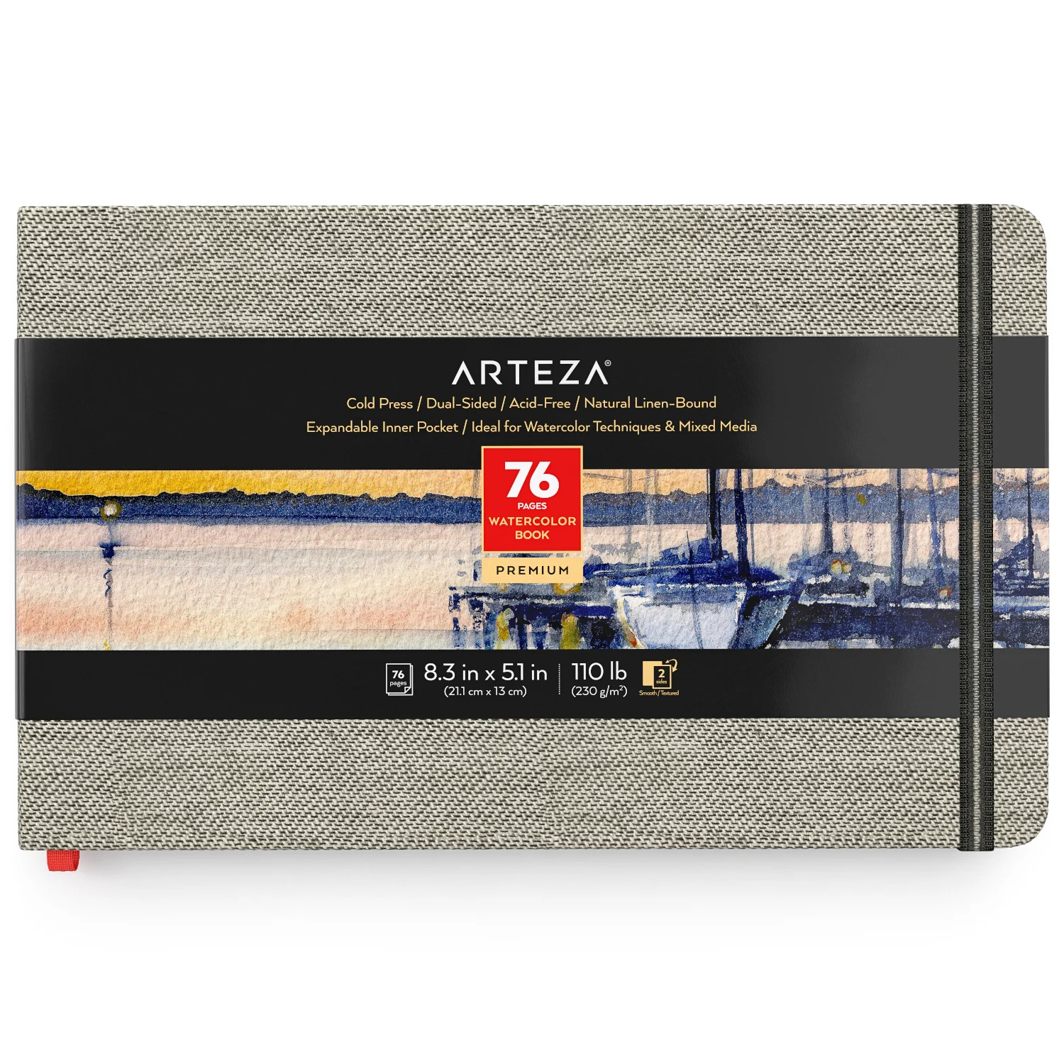 Watercolor Book, 5.1 x 8.3 inch, 1 pack, 76 Pages, 110lb