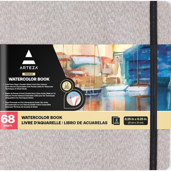Watercolor Book, Gray, (8.25 x 8.25 inch, 230 gsm), 34 sheets, 1 pack
