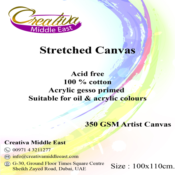 CREATIVA STRETCHED CANVAS 100x110CM 350GSM 8oz 35X40mm