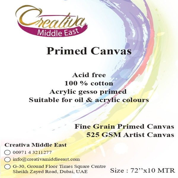 CREATIVA 10oz CANVAS ROLL 72X10M FINE GRAIN 525GSM