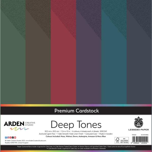 Premium Cardstock Deep Tones 12in x 12in 300gsm 24 Pack