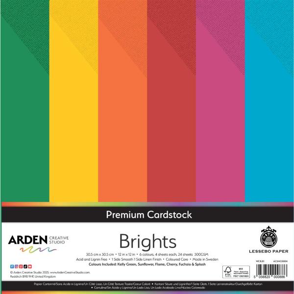 Premium Cardstock Brights 12in x 12in 300gsm 24 Pack