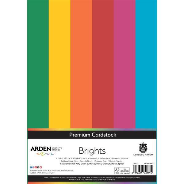 Premium Cardstock Brights A4 225gsm 24Pack