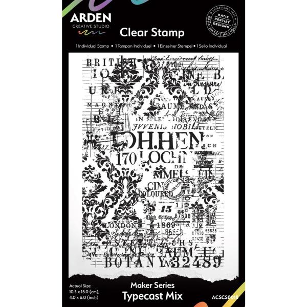 Maker Series Typecast Mix  4in x 6in Background Stamp