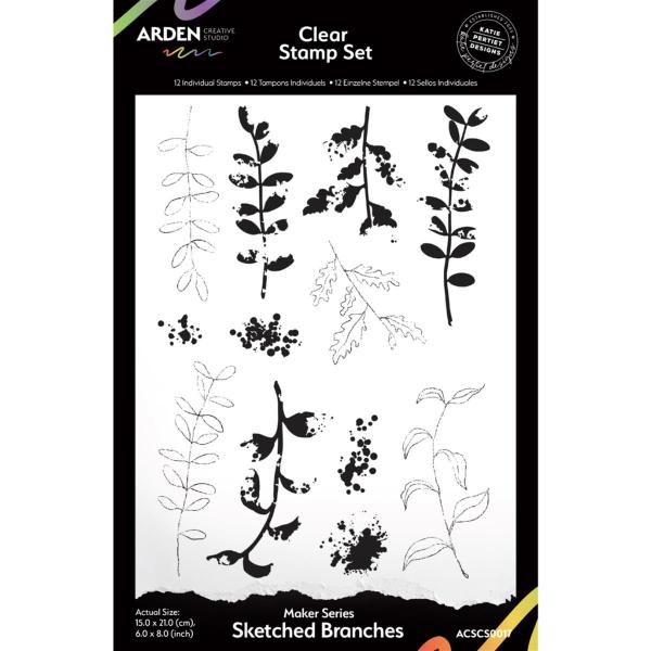 Maker Series Sketched Branches 6in x 8in Clear Stamp Set